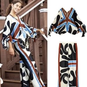 Zara 2pcs tie print house + pants